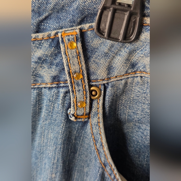 Vintage EMBROIDERED BEADED LONG DENIM FLOWING SKIRT 100% Cotton  Size 10 - Picture 6 of 10